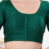 Bottle Green Solid Dupion Silk Blouse