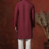 Maroon Solid Dupion Solid Kurta Set