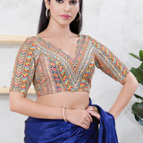 Multicolour Schiffli Cotton Printed Blouse
