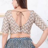 Dusty Grey Zig-Zag Jacquard Blouse