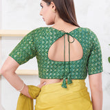 Dark Green Silk Printed Blouse