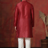 Red Solid Dupion Kurta Set