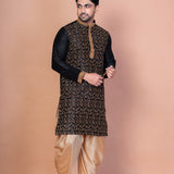 Black Banarasi Silk Embroidered Kurta Set