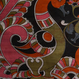 Falu Red Pure Silk Saree With Stripes Design