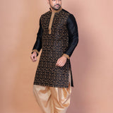 Black Banarasi Silk Embroidered Kurta Set