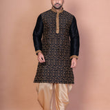 Black Banarasi Silk Embroidered Kurta Set