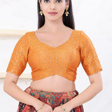Bright Orange Tissue Embroidered Blouse