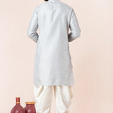 Pale Grey Silk Blend Embroidered Dhoti Set