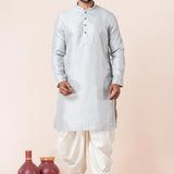 Pale Grey Silk Blend Embroidered Dhoti Set