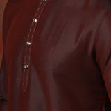 Aubergine Brown Solid Dupion Kurta Set