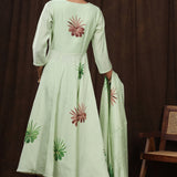 Light Green Hand Painted Modal Silk Kurta Set
