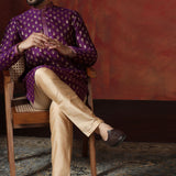 Royal Purple Dupion Printed Kurta Set