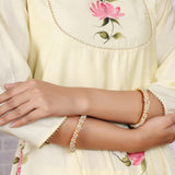 Light Yellow Hand Painted Modal Silk Kurta Set