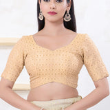 Pastel Gold Tissue Embroidered Blouse