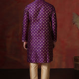 Royal Purple Dupion Printed Kurta Set
