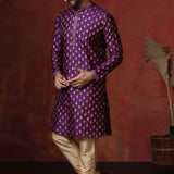 Royal Purple Dupion Printed Kurta Set