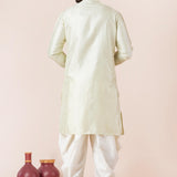 Pale Green Silk Blend Embroidered Dhoti Set
