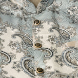 Ash Grey And Cream Cotton Blend Printed Sherwani Set