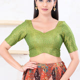 Pista Green Tissue Embroidered Blouse