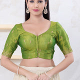 Lime Green Shimmer Embroidered Blouse