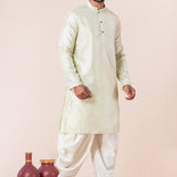 Pale Green Silk Blend Embroidered Dhoti Set
