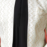 Black And White Cotton Blend Solid Sherwani Set