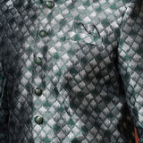Charcoal Grey Cotton Blend Printed Sherwani Set