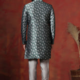 Charcoal Grey Cotton Blend Printed Sherwani Set