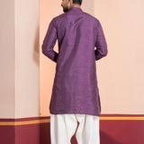 Purple Silk Blend Embroidered Patiala Set