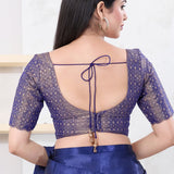 Royal Blue Tissue Embroidered Blouse