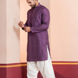 Purple Silk Blend Embroidered Patiala Set