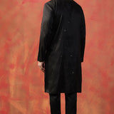 Black Silk Blend Embroidered Kurta Set