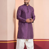 Purple Silk Blend Embroidered Patiala Set
