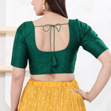 Bottle Green Solid Dupion Silk Blouse