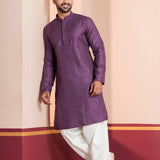 Purple Silk Blend Embroidered Patiala Set
