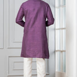 Purple Silk Blend Embroidered Kurta Set