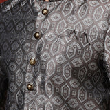 Grey Cotton Blend Printed Sherwani Set
