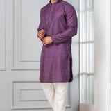 Purple Silk Blend Embroidered Kurta Set