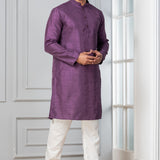 Purple Silk Blend Embroidered Kurta Set