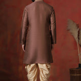 Brown Solid Dupion Kurta Set