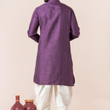 Purple Silk Blend Embroidered Dhoti Set