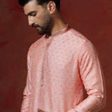 Soft Pink Dupion Printed Kurta Set