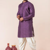 Purple Silk Blend Embroidered Dhoti Set