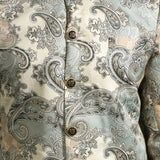 Ash Grey And White Cotton Blend Printed Sherwani Set