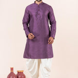 Purple Silk Blend Embroidered Dhoti Set