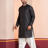 Black Silk Blend Embroidered Patiala Set