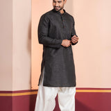 Black Silk Blend Embroidered Patiala Set