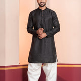 Black Silk Blend Embroidered Patiala Set