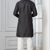 Black Silk Blend Embroidered Kurta Set