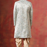Ceramic White And Cream Cotton Blend Printed Sherwani Set